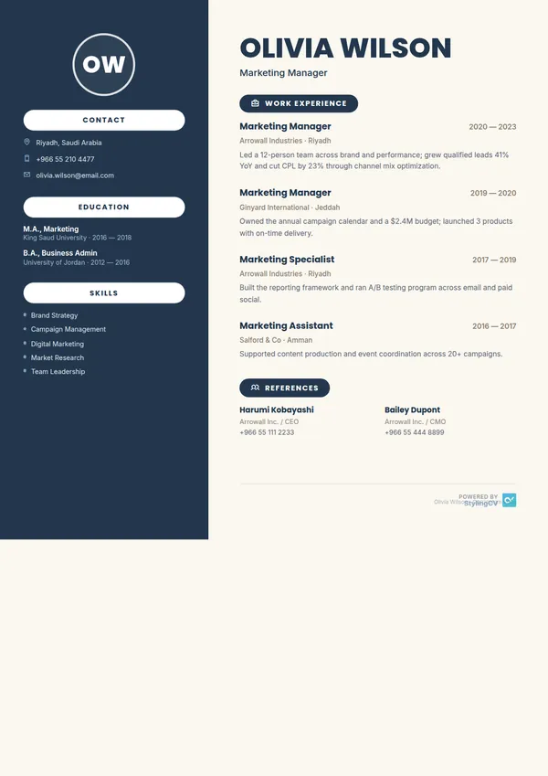 Ink resume template