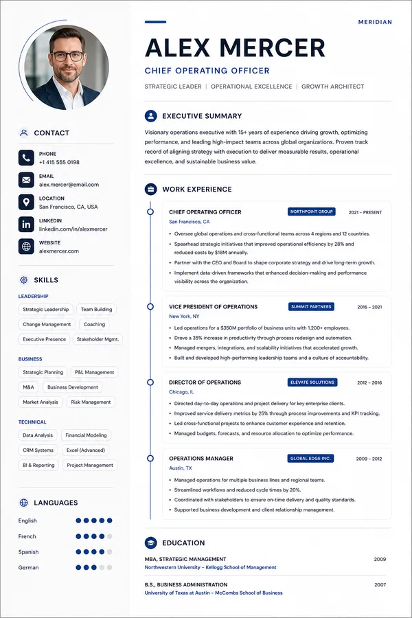 Meridian resume template