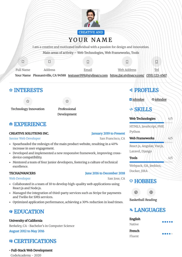 Metro resume template
