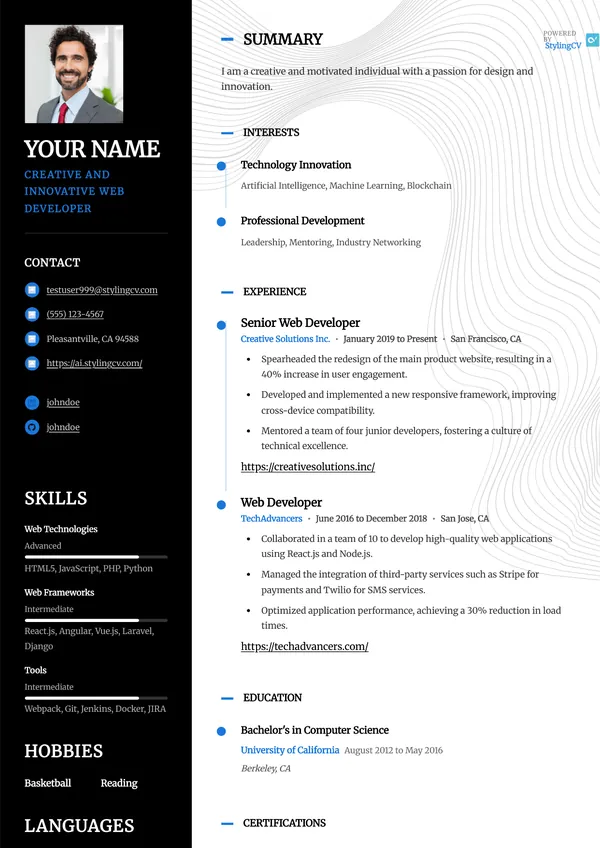 Modernist resume template