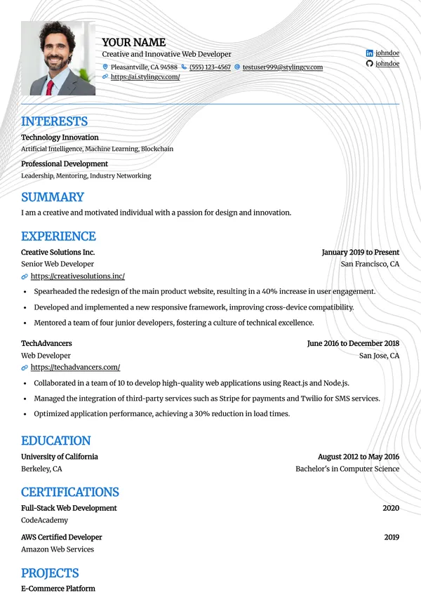 Onyx resume template