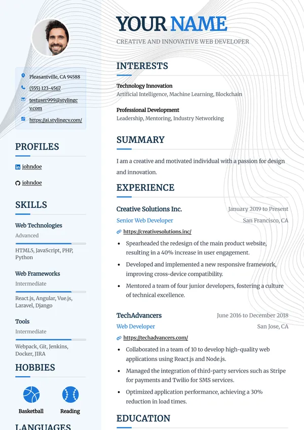 Pinnacle resume template