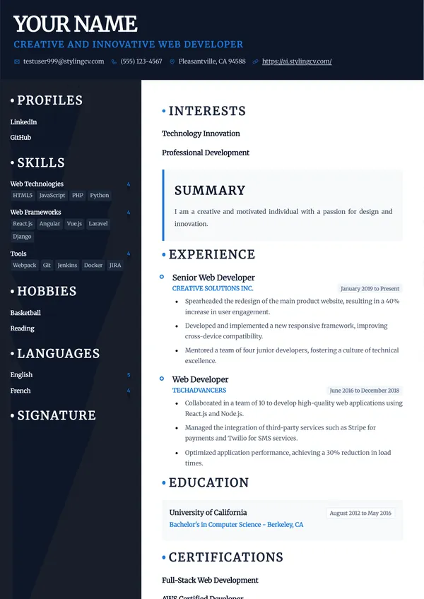 Rayhan resume template