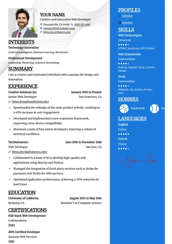 Split resume template