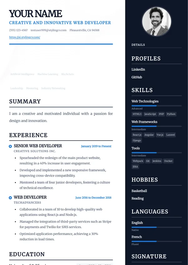 Traditional resume template