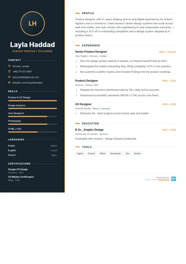 Vantage resume template