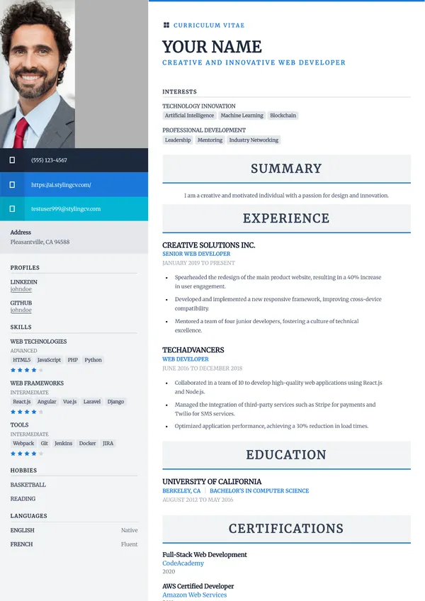 Vibrant resume template
